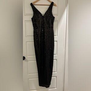Black Prom Dress Large Sequin Maxi Formal High Slit Sweetheart Neckline VENUS